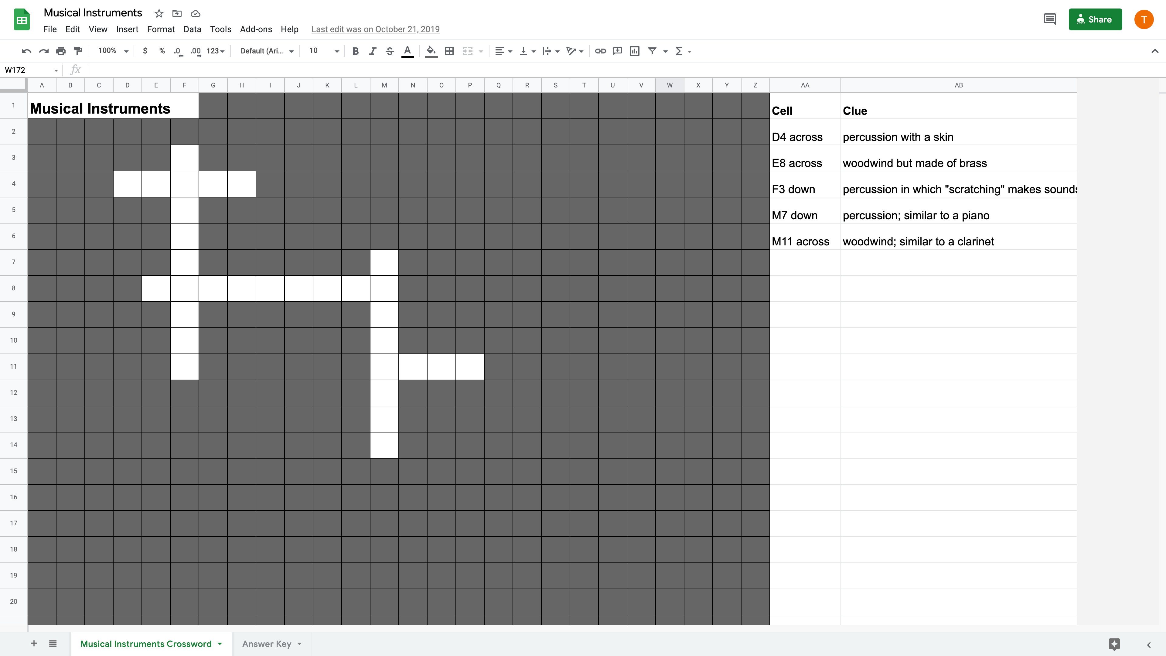 Create a Crossword Puzzle Applied Digital Skills